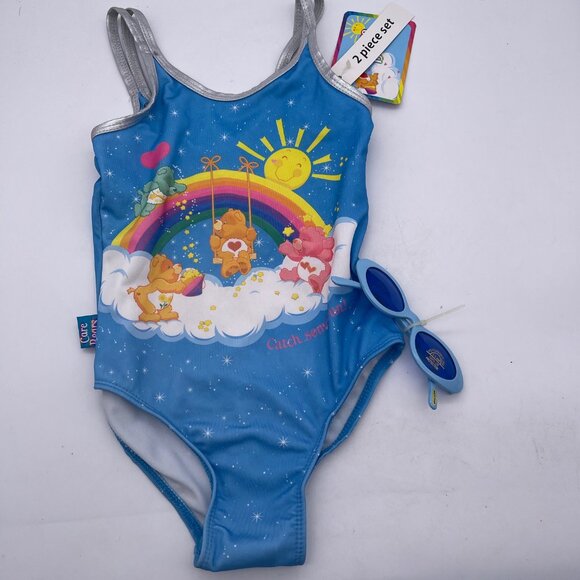 Care Bears Girl's Size 6 Y2K 2004 One Piece Swimsuit w/Sunglasses NWT - Picture 1 of 8